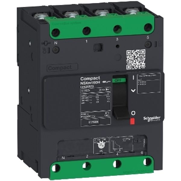circuit breaker ComPact NSXm N (50 kA at 415 VAC), 4P 4d, 80 A rating TMD trip unit, compression lugs and busbar connectors image 2