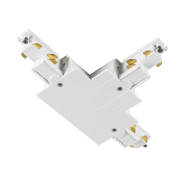 T-connector, for S-TRACK 3-phase mounting track, earth electrode outside left, white, DALI image 1