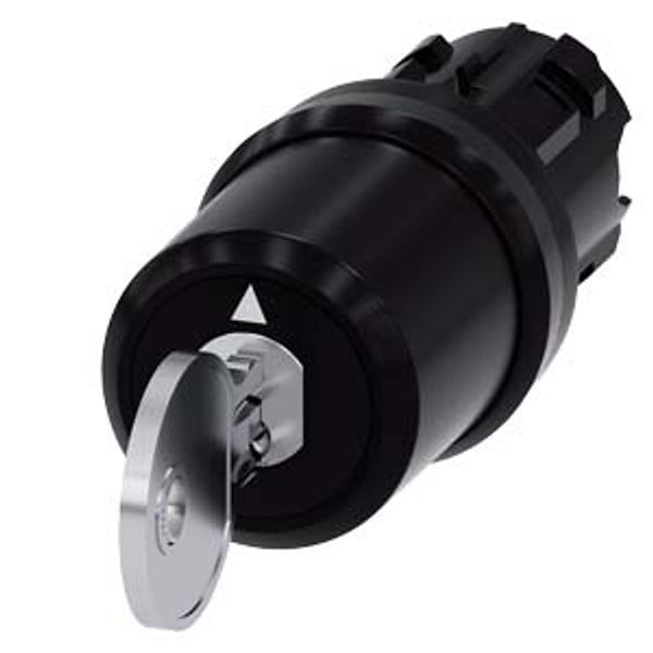 3SU1000-5PM01-0AA0-Z Y15 22 mm, round, plastic, lock number S1, with 2 keys, 3 switch positions I>O image 1