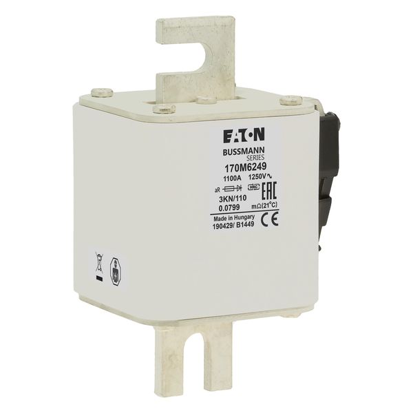 Fuse-link, high speed, 1100 A, AC 1250 V, size 3, 76 x 92 x 139 mm, aR, DIN, IEC, single indicator image 12