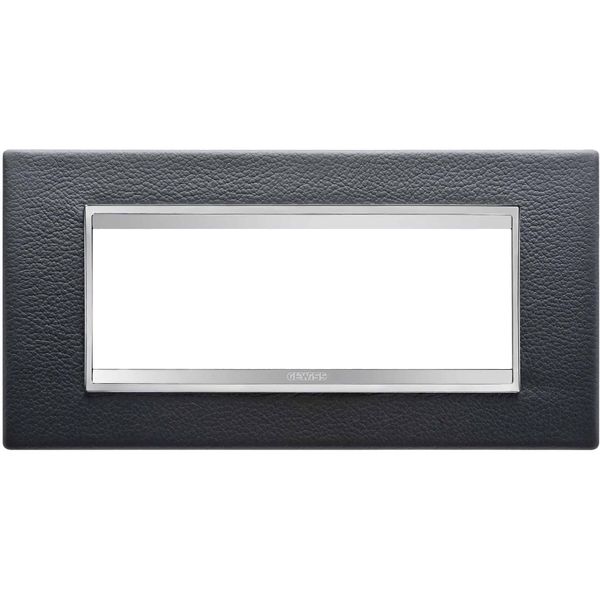 LUX PLATE 6-GANG BLACK LEATHER GW16206PN image 1