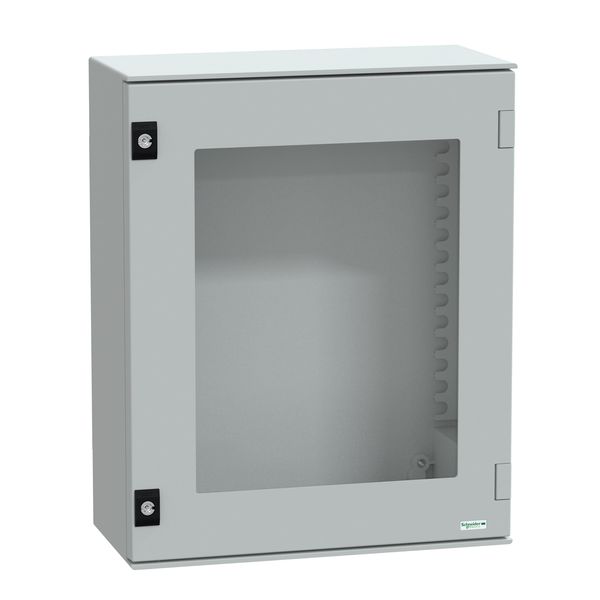 wall-mounting enclosure polyester monobloc IP66 H530xW430xD200mm glazed door image 1