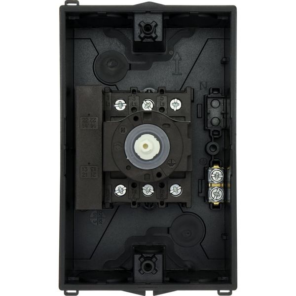 Main switch, P1, 32 A, surface mounting, 3 pole, 1 N/O, 1 N/C, Emergency switching off function, With red rotary handle and yellow locking ring, Locka image 48