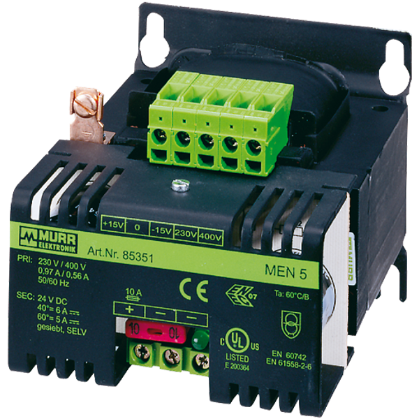 MEN POWER SUPPLY 1/2-PHASE, SMOOTHED IN: 230/400±15VAC OUT: :24V/5ADC image 1