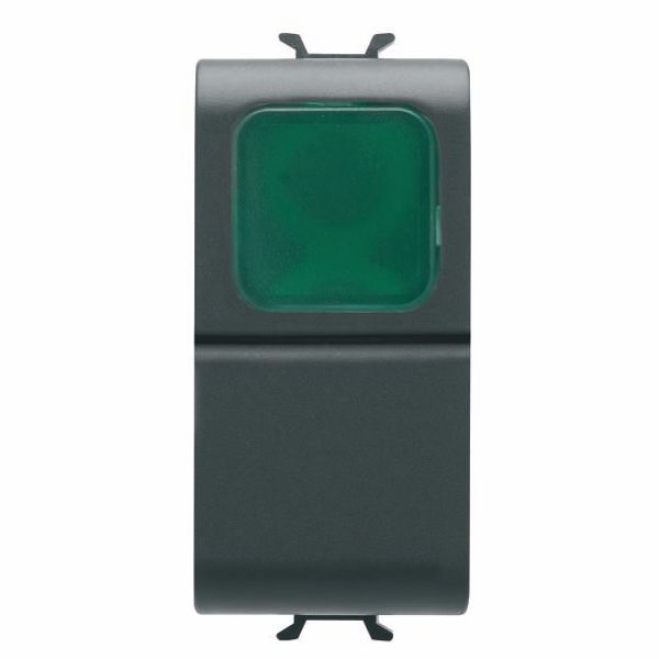 PUSH-BUTTON 1P 250V ac - NO 16A -  GREEN DIFFUSER - 1 MODULE - SATIN BLACK - CHORUSMART image 2