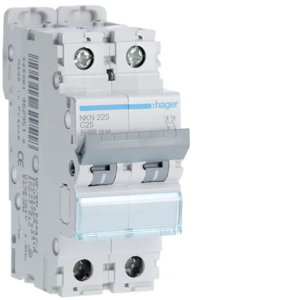 Circuit Breaker 2P 25A C 10/15kA 2M image 1