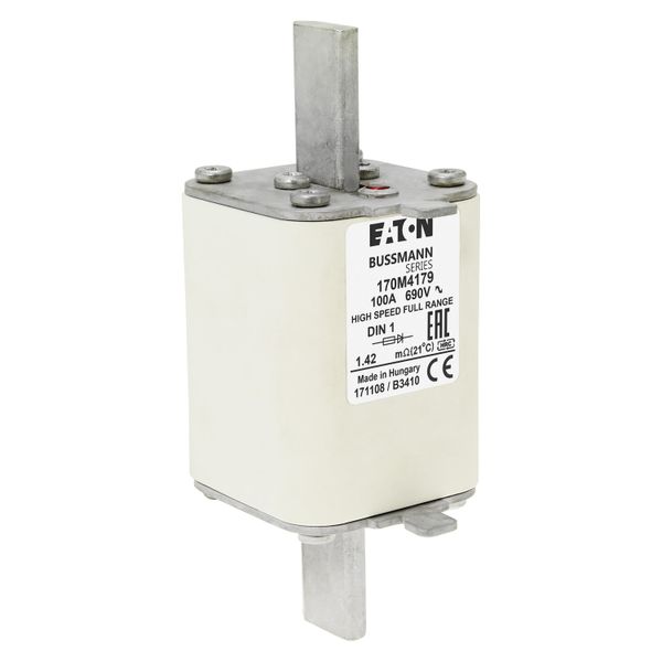 Fuse-link, high speed, 100 A, AC 690 V, DIN 1, 52 x 66 x 135 mm, gR, DIN, IEC, single indicator image 10