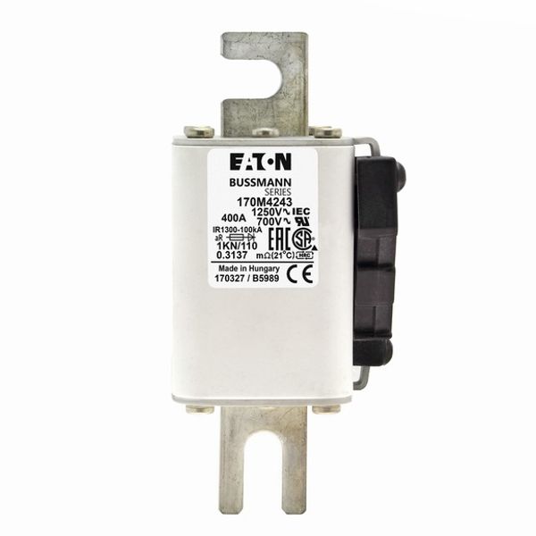 Fuse-link, high speed, 400 A, AC 1250 V, size 1, 53 x 69 x 138 mm, aR, DIN, IEC, single indicator image 1