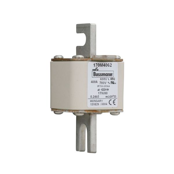 Fuse-link, high speed, 400 A, AC 690 V, DIN 1, 53 x 66 x 108 mm, aR, DIN, IEC, single indicator image 8