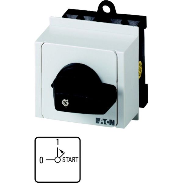 ON-OFF button, T0, 20 A, service distribution board mounting, 1 contact unit(s), Contacts: 2, Spring-return in START position, 90 °, maintained, 0-1 image 6