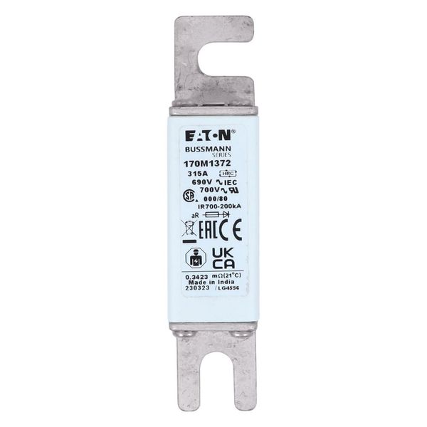 Fuse-link, high speed, 315 A, AC 690 V, DIN 000, 21 x 40 x 100 mm, aR, DIN, IEC, single indicator image 21