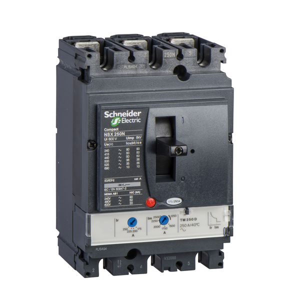 circuit breaker ComPact NSX250N, 50 kA at 415 VAC, TMD trip unit 250 A, 3 poles 3d image 4