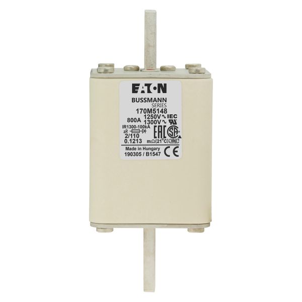 Fuse-link, high speed, 800 A, AC 1250 V, size 2, 61 x 75 x 138 mm, aR, DIN, IEC, single indicator image 8