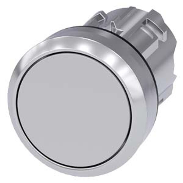 Pushbutton, 22 mm, round, metal, shiny, gray, pushbutton, flat momentary 3SU1050-0AB80-0AA0-Z Y13 image 1