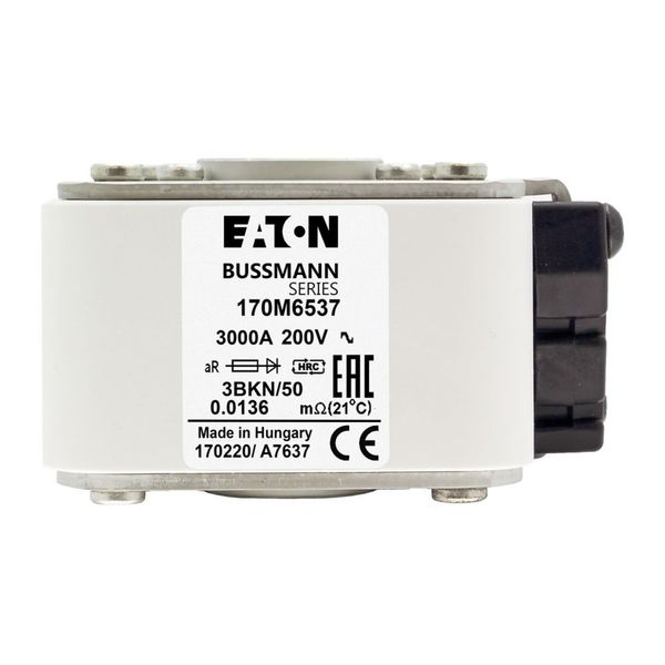 Fuse-link, high speed, 3000 A, AC 200 V, size 3, 76 x 92 x 50 mm, aR, IEC, single indicator image 12