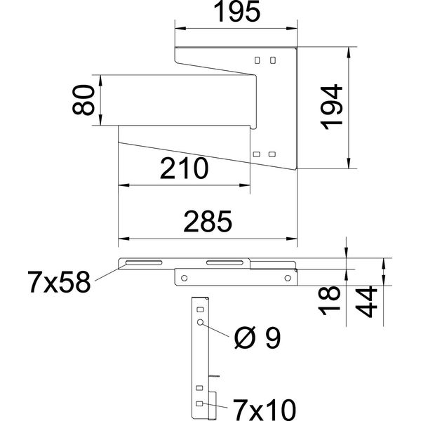 WDB L 200 FT Wall and ceiling bracket lightweight version B200mm image 2