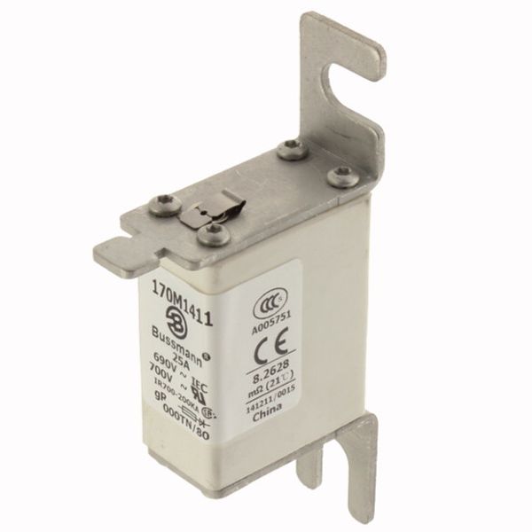 Fuse-link, high speed, 25 A, AC 690 V, DIN 000, 21 x 40 x 100 mm, gR, DIN, IEC, type T indicator image 3