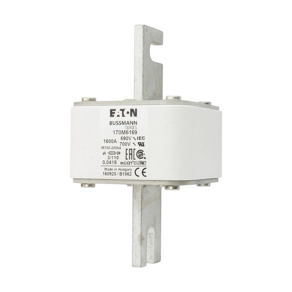 Fuse-link, high speed, 1600 A, AC 690 V, DIN 3, 76 x 90 x 139 mm, aR, DIN, IEC, single indicator image 6