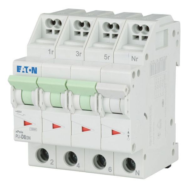 Miniature circuit breaker (MCB) with plug-in terminal, 8 A, 3p+N, characteristic: D image 1