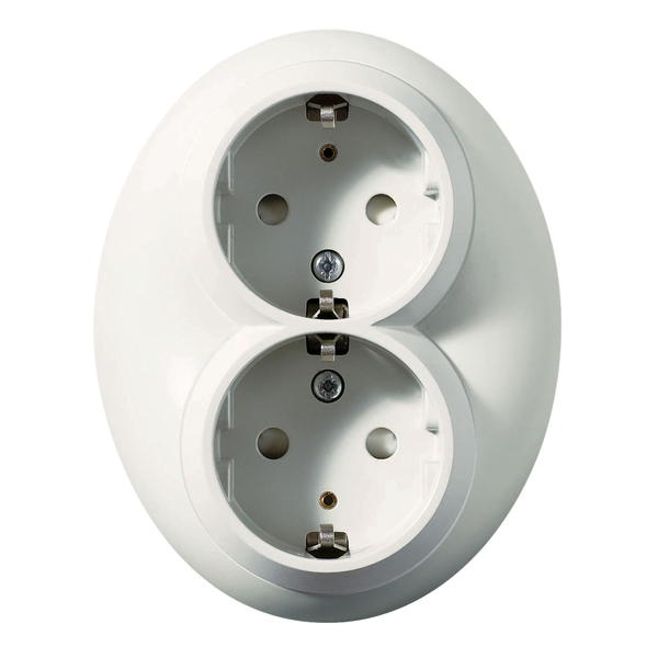 Renova - double socket outlet - 2P + E - 16 A - 250 V AC - white image 3