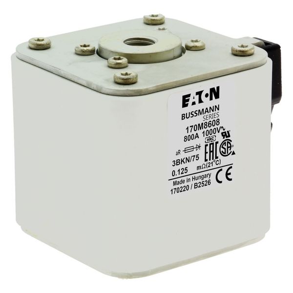 Fuse-link, high speed, 800 A, AC 1000 V, size 3, 74 x 92 x 76 mm, aR, IEC, UL, single indicator image 5