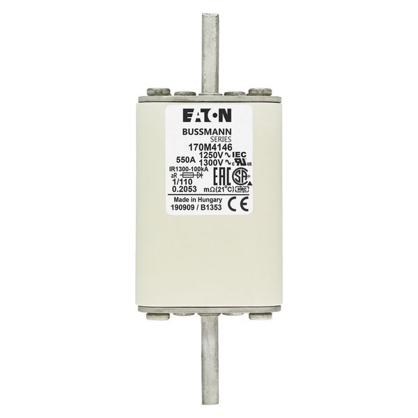 Fuse-link, high speed, 550 A, AC 1250 V, size 1, 53 x 66 x 138 mm, aR, DIN, IEC, single indicator image 14