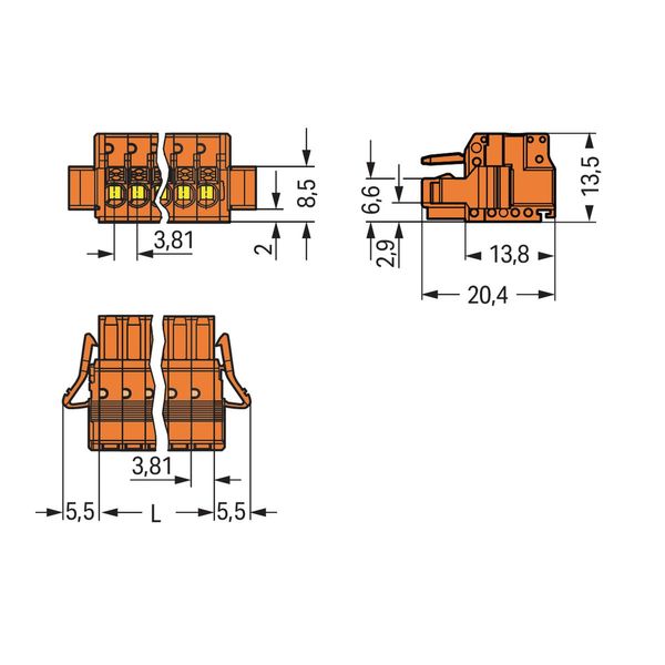 1-conductor female connector push-button Push-in CAGE CLAMP® orange image 3