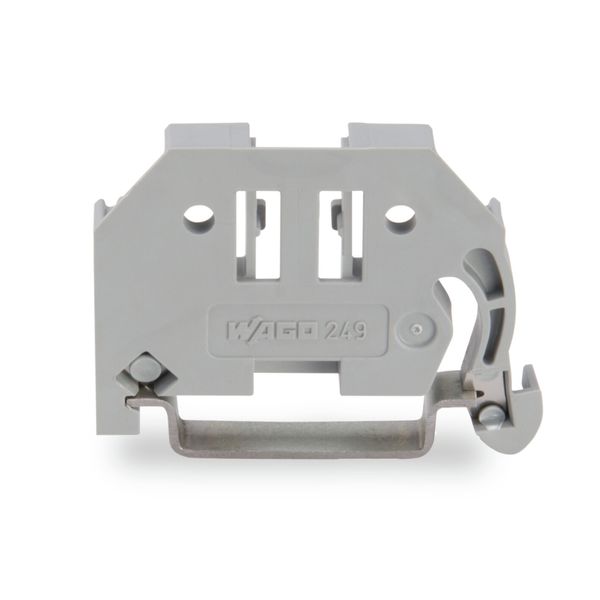 Screwless end stop 6 mm wide for DIN-rail 35 x 15 and 35 x 7.5 gray image 1