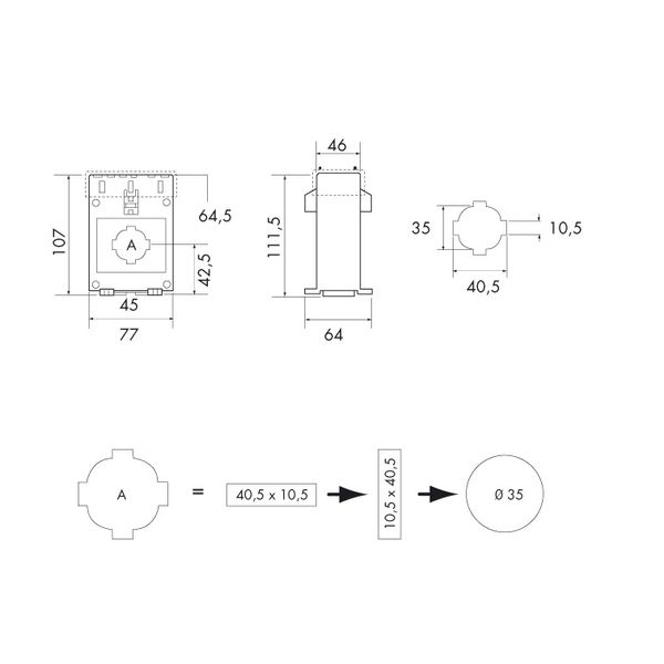 Divisible converter 150/5A, 30x20mm, class 3 image 3