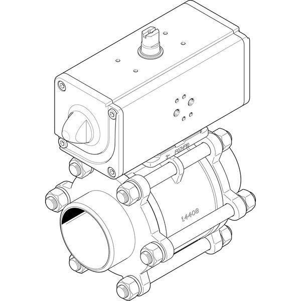 VZBA-3"-WW-63-T-22-F0710-V4V4T-PP180-R-90-C Ball valve actuator unit image 1