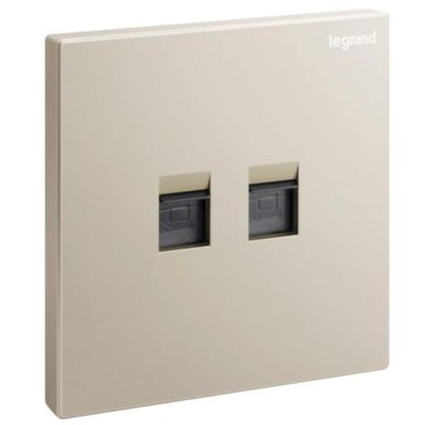 Galion - 1 gang double RJ 45 category 5E UTP socket outlet - champagne image 1