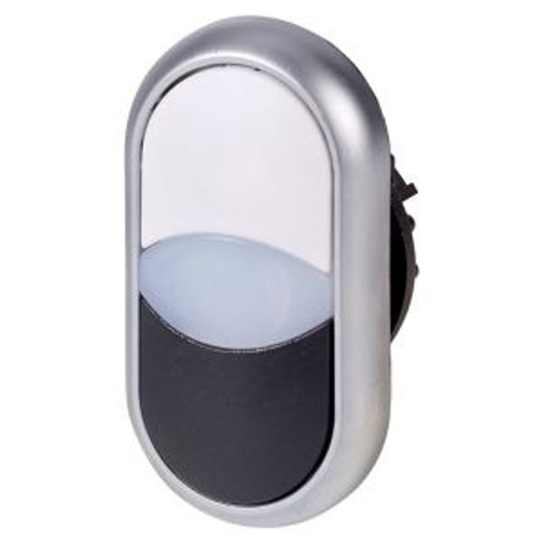 Double actuator pushbutton, RMQ-Titan, Actuators and indicator lights non-flush, momentary, White lens, white, black, Blank, Bezel: titanium image 8