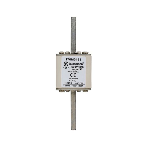 Fuse-link, high speed, 125 A, AC 690 V, compact size 1, 45 x 45 x 134 mm, aR, DIN, IEC, single indicator image 9