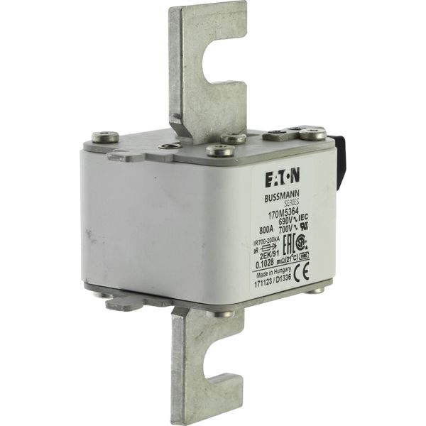 Fuse-link, high speed, 800 A, AC 690 V, size 2, 61 x 77 x 126 mm, aR, IEC, UL, single indicator image 24