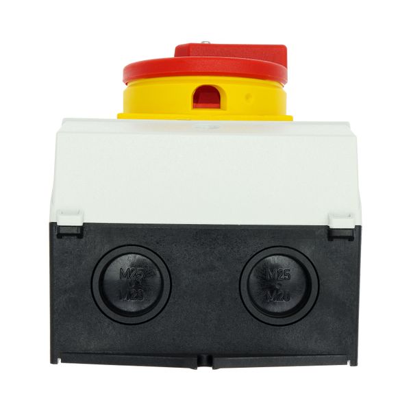 Main switch, P1, 25 A, surface mounting, 3 pole, 1 N/O, 1 N/C, Emergency switching off function, Lockable in the 0 (Off) position, hard knockout versi image 30
