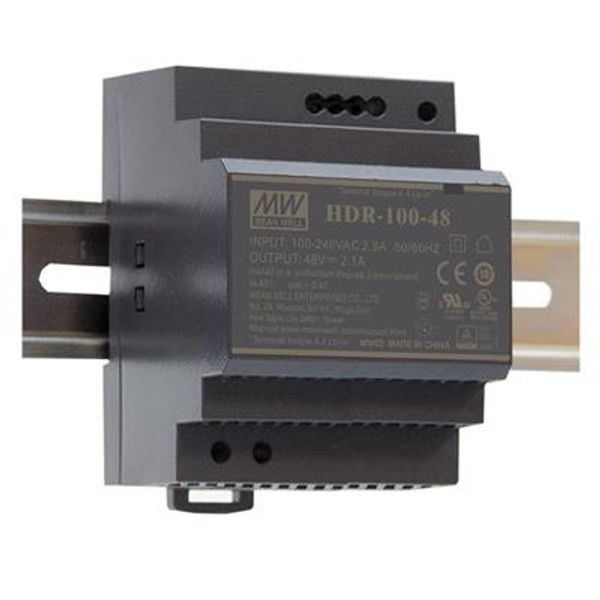 AC-DC Ultra slim DIN rail power supply; Input range 85-264VAC; Output 12VDC at 7.1A; Pass LPS 100W image 1