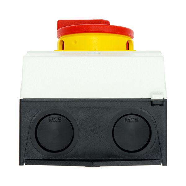 Main switch, T3, 32 A, surface mounting, 3 contact unit(s), 3 pole + N, 1 N/O, 1 N/C, Emergency switching off function, With red rotary handle and yel image 31