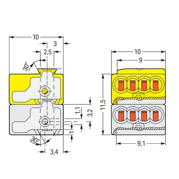 4-conductor modular PCB connector PUSH WIRE® 0.8 mm Ø light gray/yello image 6