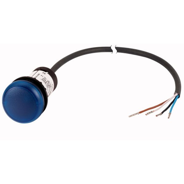 Indicator light, Flat, Cable (black) with non-terminated end, 4 pole, 3.5 m, Lens Blue, LED Blue, 24 V AC/DC image 1