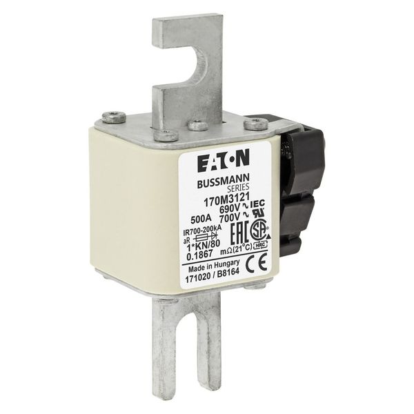 Fuse-link, high speed, 500 A, AC 690 V, compact DIN 1, 45 x 59 x 104 mm, aR, DIN, IEC, single indicator image 19