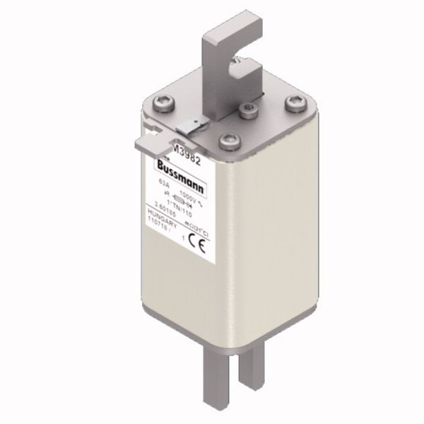 Fuse-link, high speed, 63 A, AC 1000 V, compact DIN 1, 43 x 61 x 138 mm, aR, DIN, IEC, type T indicator image 1