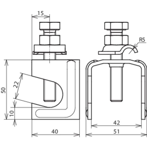 Connecting clamp f. Rd 6-22/Fl 40mm St/bare with clamp. frame f. Rd 6- image 2