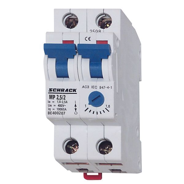 Motor Protection Circuit Breaker, 2-pole, 1.6-2.5A image 1