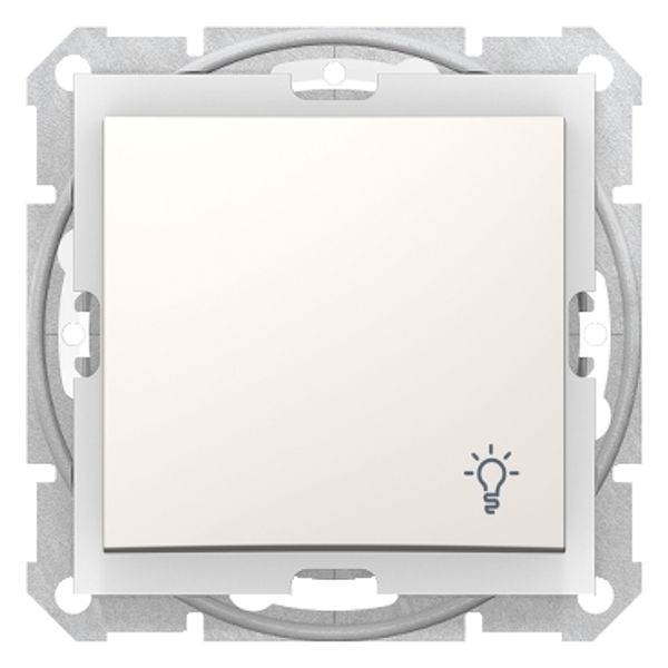 Sedna - 1pole pushbutton - 10A light symbol, IP44 without frame cream image 1