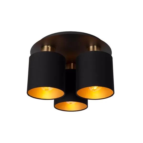 Lucide FUDRAL - Flush ceiling light - Ø 37 cm - 3xE27 - Black image 1