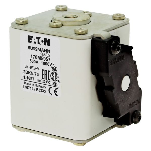 Fuse-link, high speed, 500 A, AC 1000 V, size 2, 59 x 77 x 75 mm, aR, IEC, UL, single indicator image 7