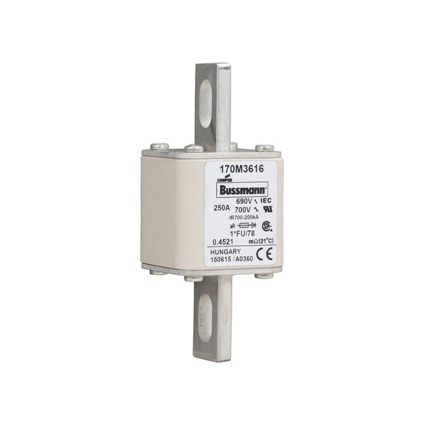 Fuse-link, high speed, 250 A, AC 690 V, compact size 1, 45 x 45 x 110 mm, aR, IEC, UL image 8