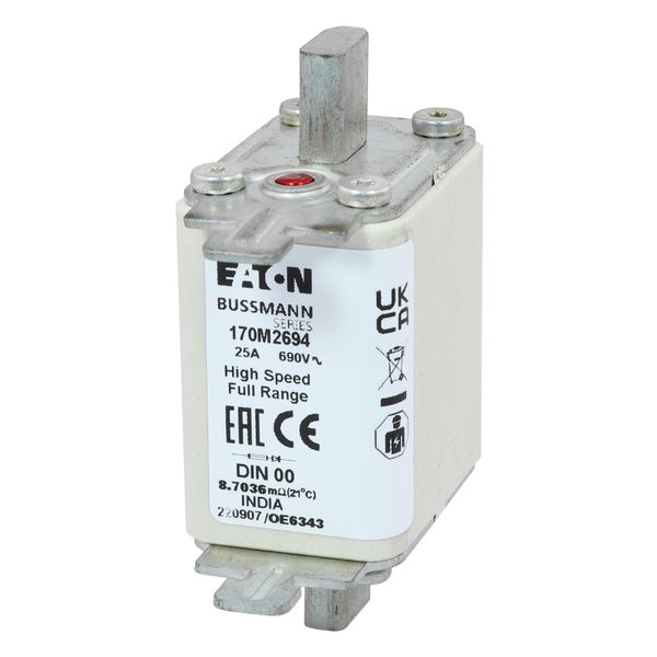 Fuse-link, high speed, 20 A, AC 690 V, DIN 00, 30 x 60 x 79 mm, gR, DIN, IEC, single indicator image 5