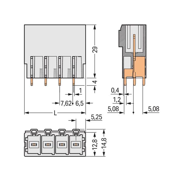 831-3608 THT male header; 1.0 x 1.2 mm solder pin; straight image 5