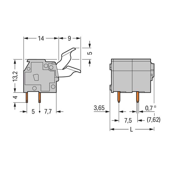 PCB terminal block finger-operated levers 2.5 mm² gray image 2